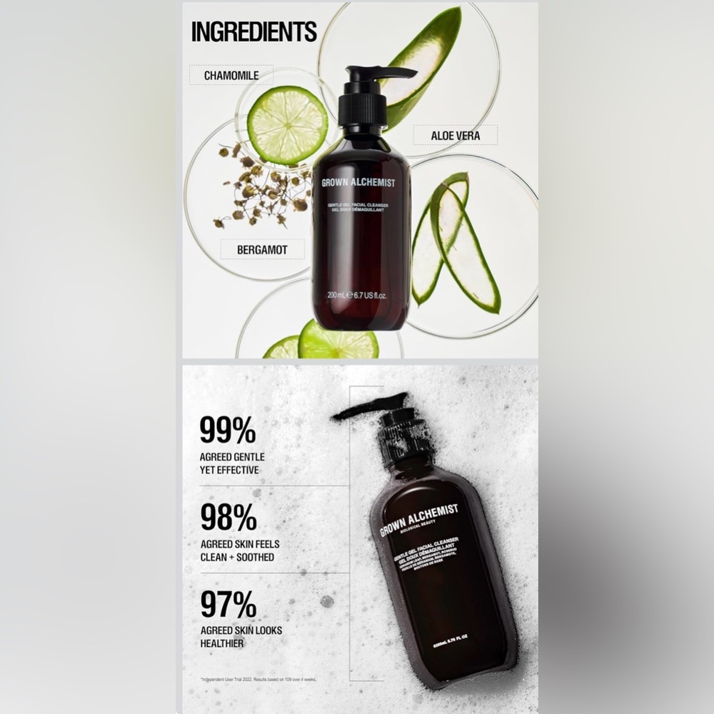 Grown Alchemist Amber Brown Pump Bottle Gentle Gel Facial Cleanser 6.7 ounces - Picture 3 of 4
